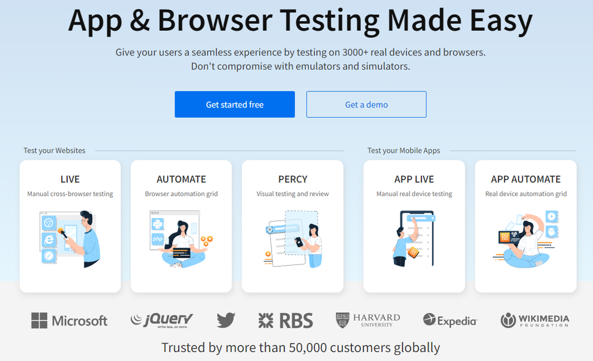 Screenshot of Browserstack’s website