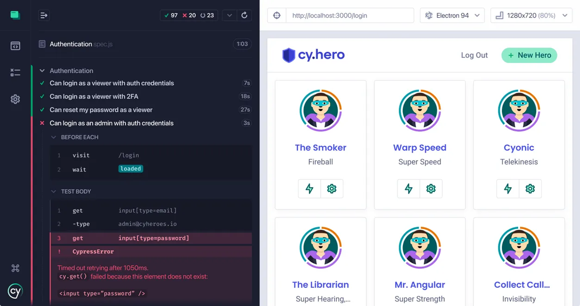 Screenshot of Cypress’ interface
