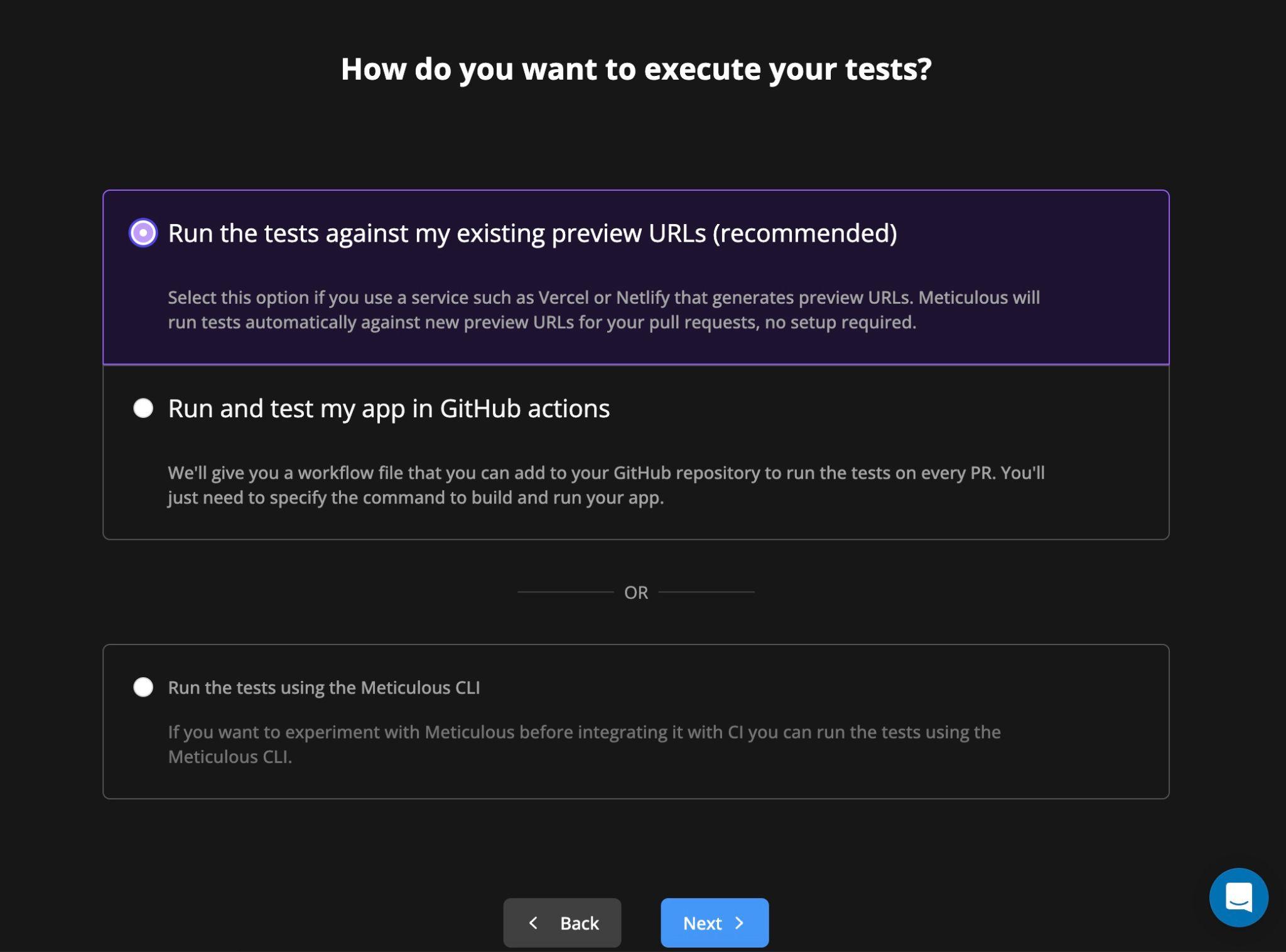 Execute tests on Meticulous