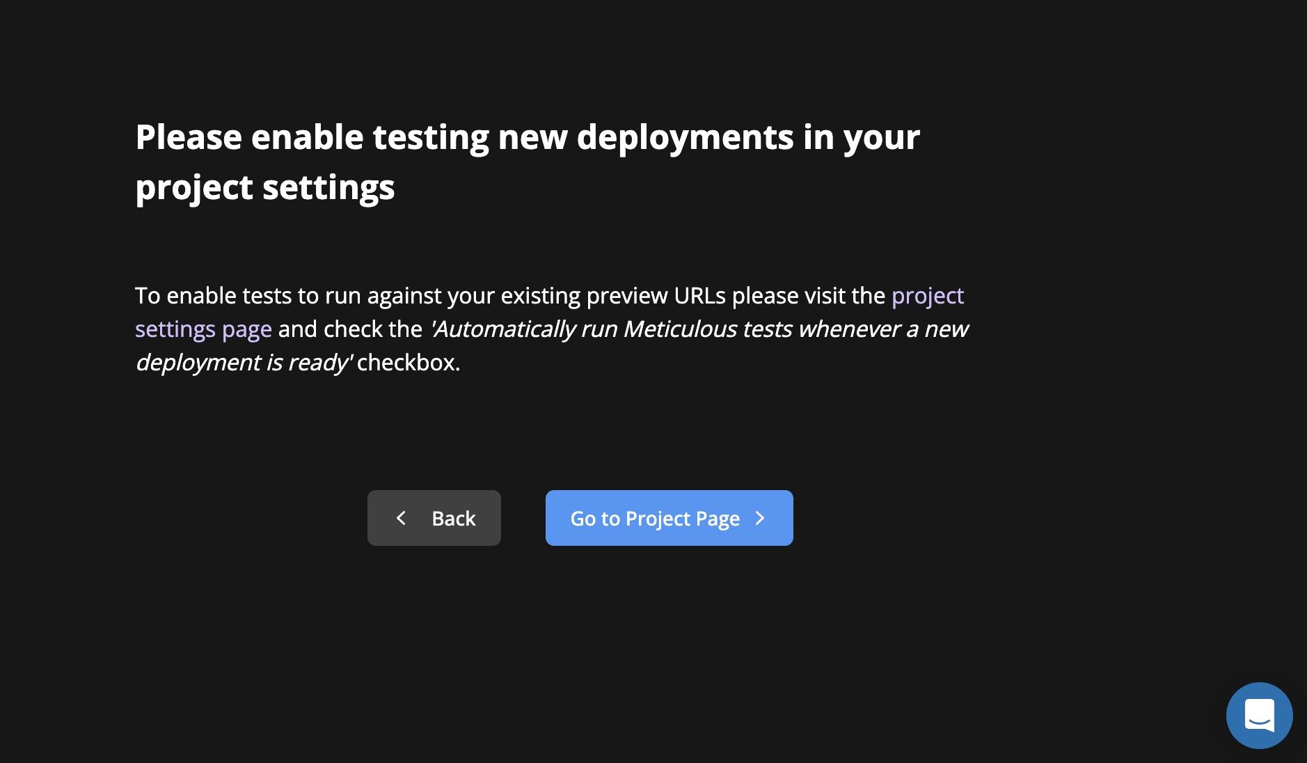 Meticulous projects page