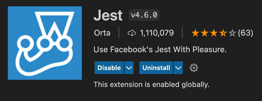 Screenshot of vscode jest extension